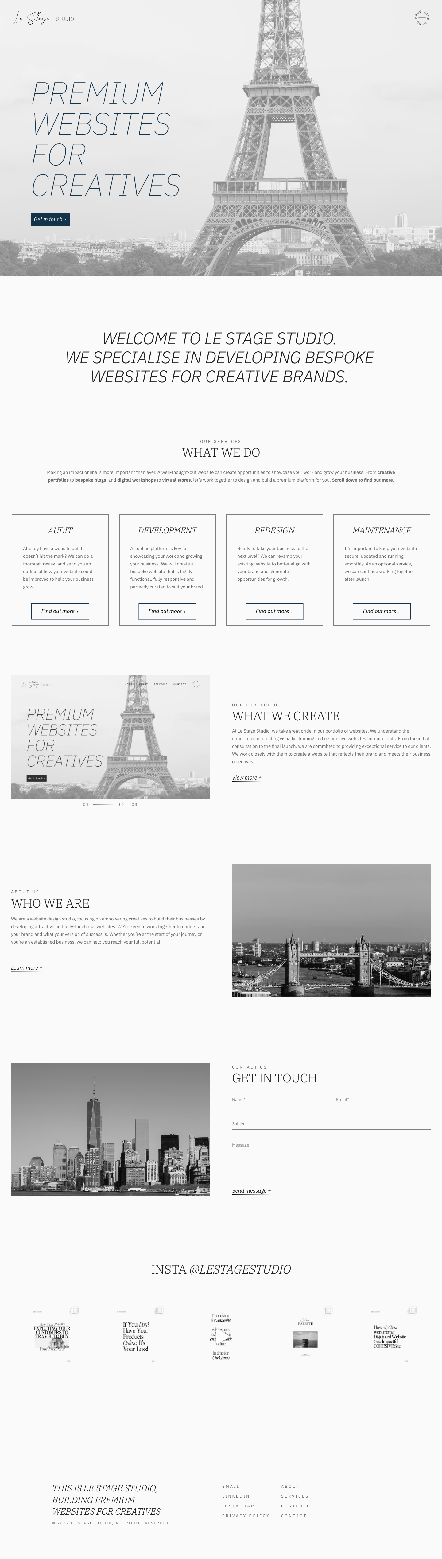 Full size screenshot of premium web designer website